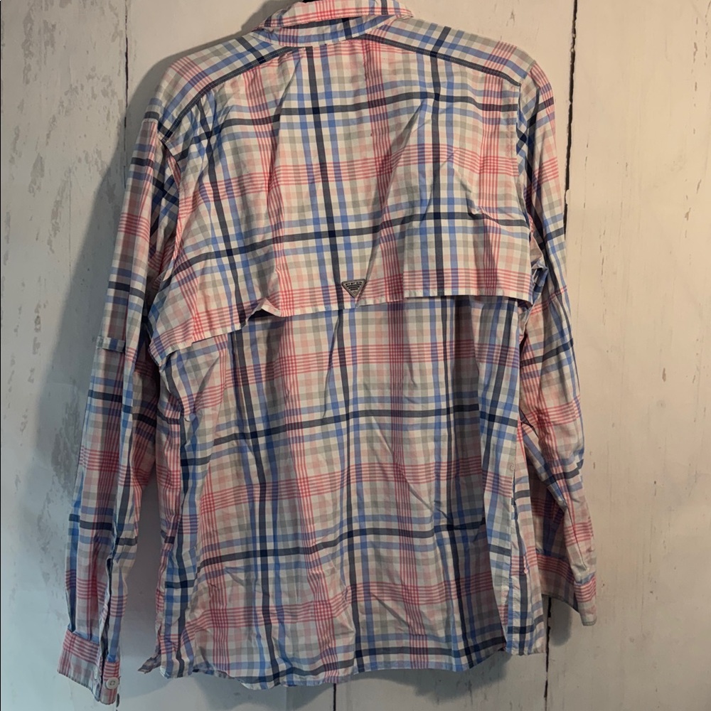 Columbia Women’s Sporty Button Down Plaid Shirt - Pink, Blue, and White. - Picture 7 of 8